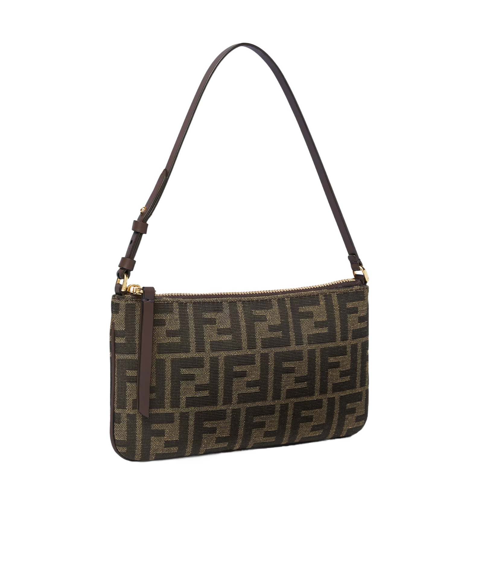 Fendi Flat Baguette Pouch In Brown