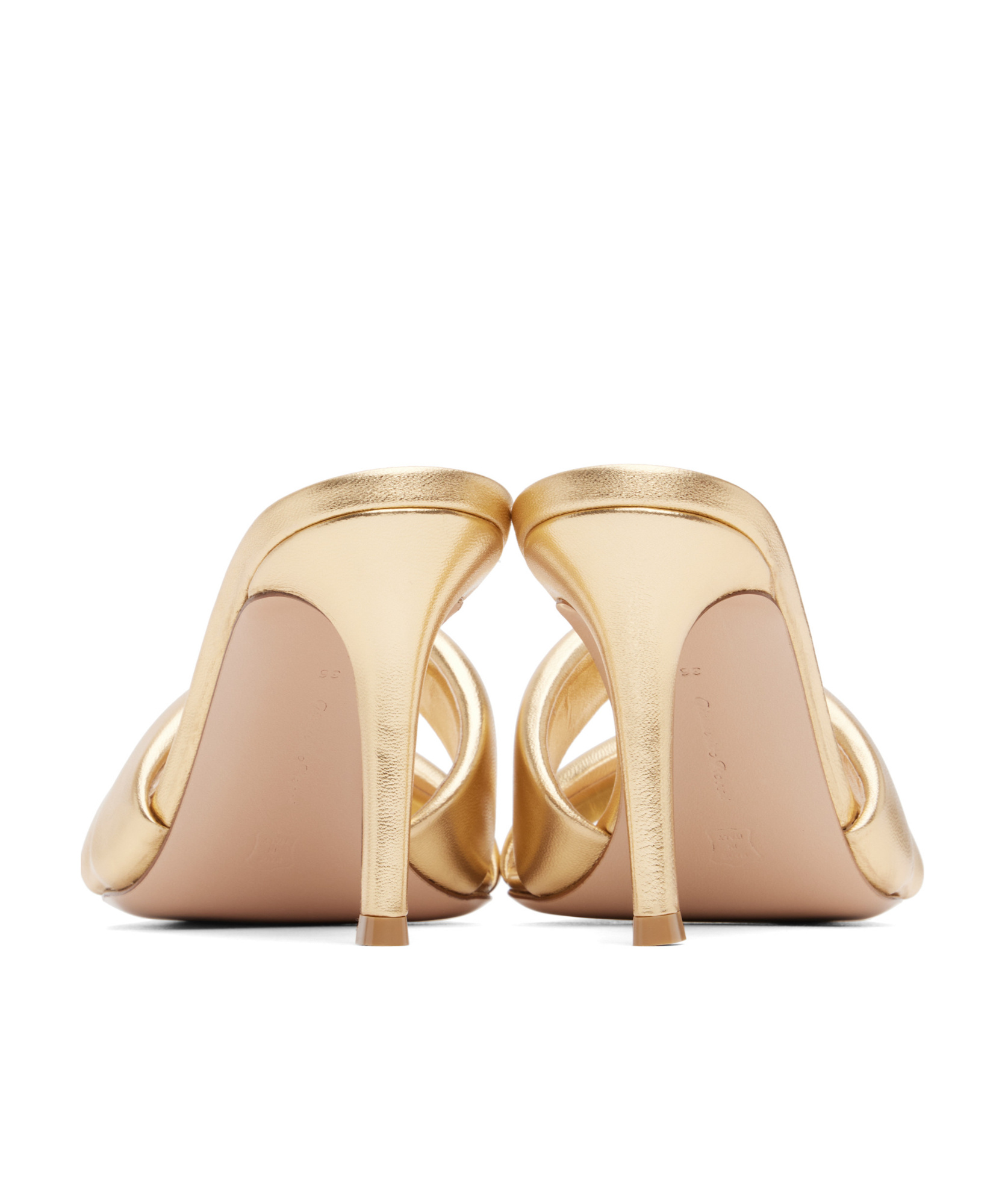Gianvito Rossi Bijoux 85 Metallic Leather Mules In Nude