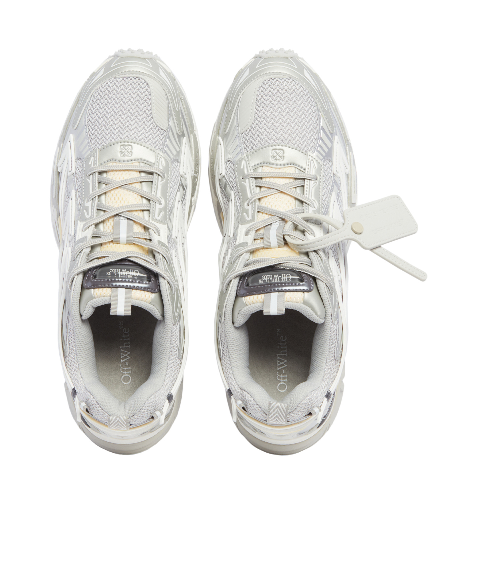 Off-white Ow Be Right Grey Low Top Sneakers With Zip-tie Detail In Mesh And Leather Man In Gray