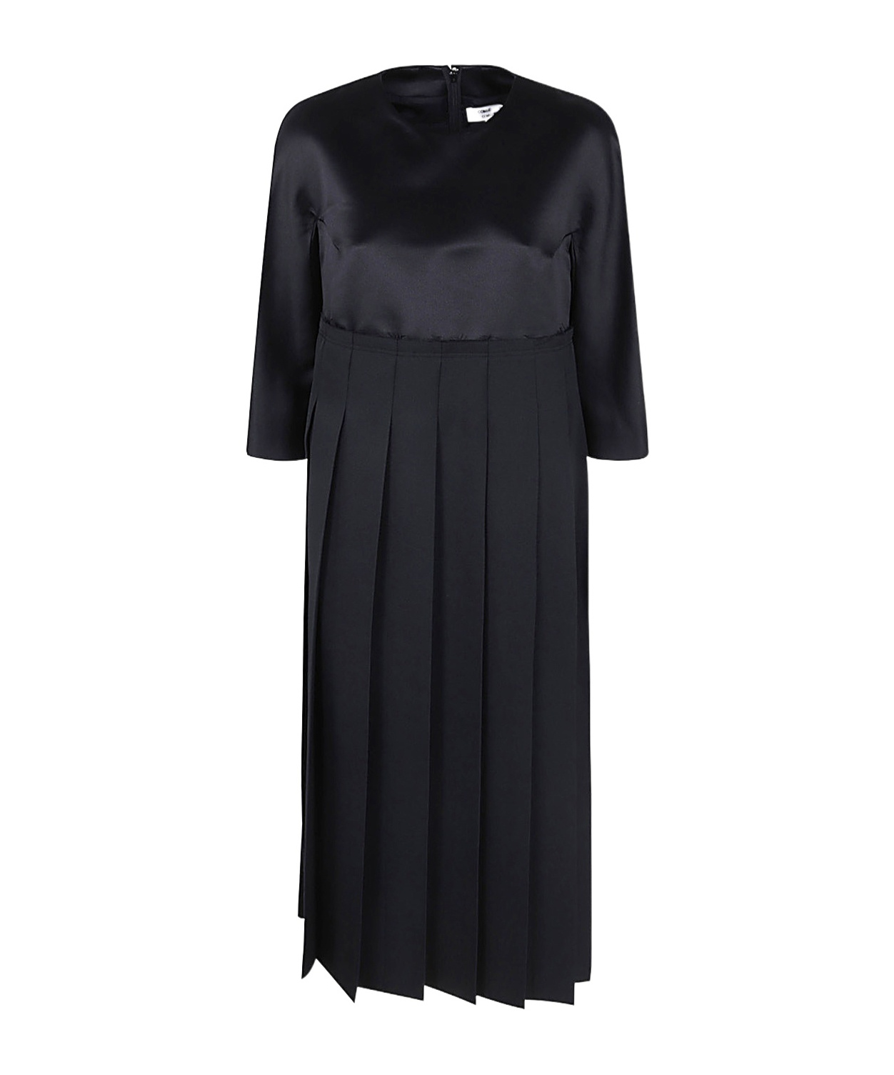 Shop Comme Des Garçons Pleated Midi Dress In Black