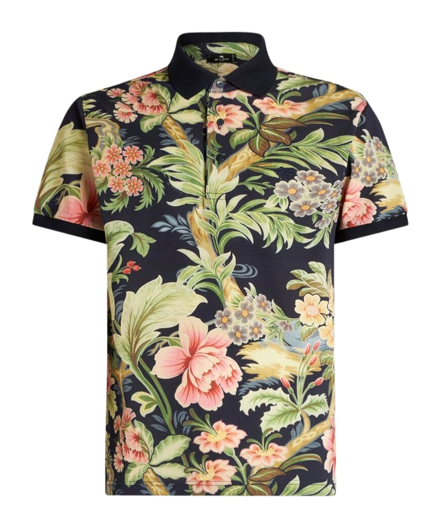 Etro Allover Floral Printed Short-sleeved Polo Shirt In Nude