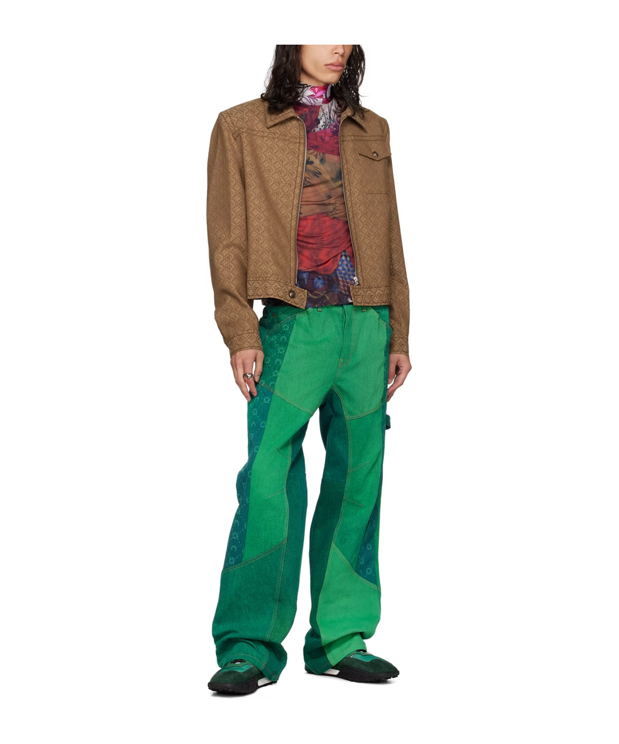 Marine Serre All-over Graphic Printed Jacket In Brown