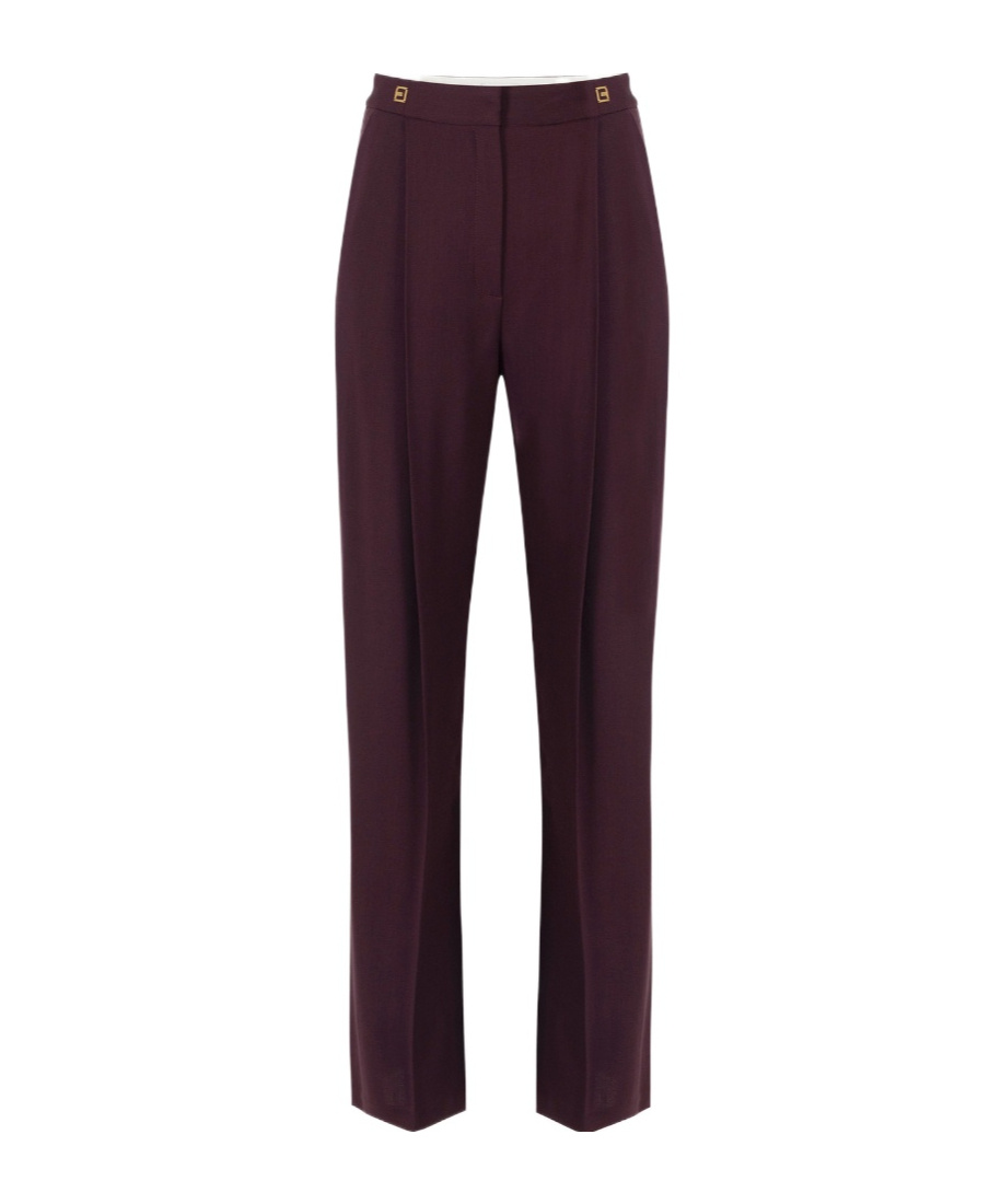 Elisabetta Franchi High-waisted Tailored Trousers In Burgundy