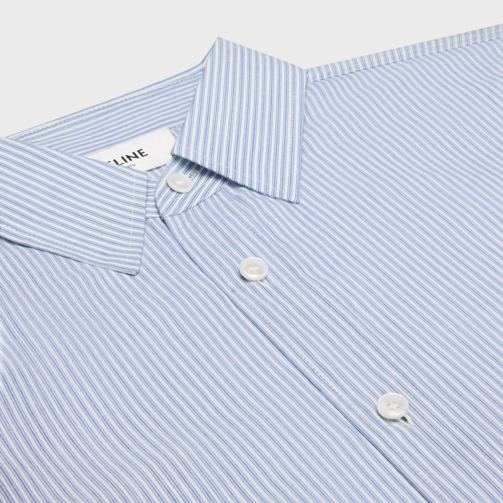 Celine Women Crop Striped Shirt In Blue
