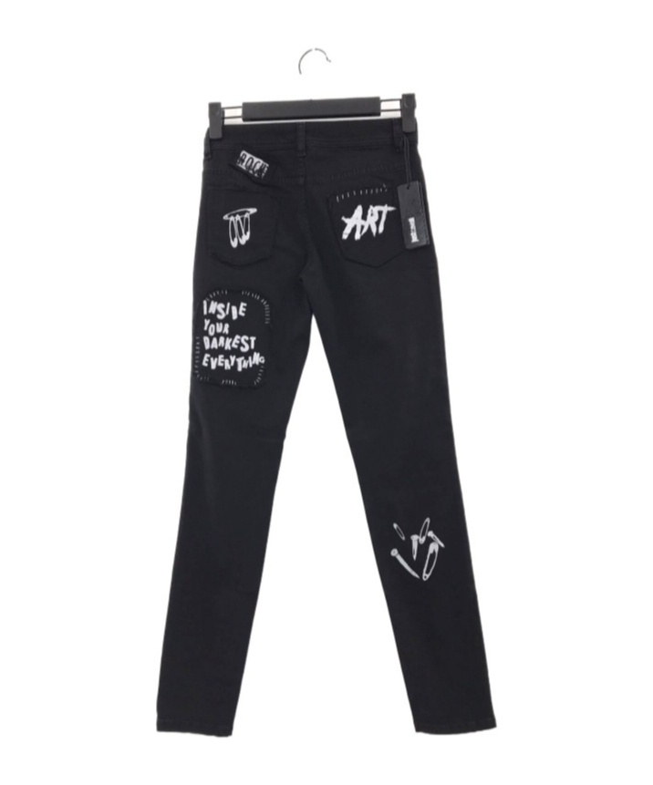Just Cavalli Printed Denim Trousers In Black