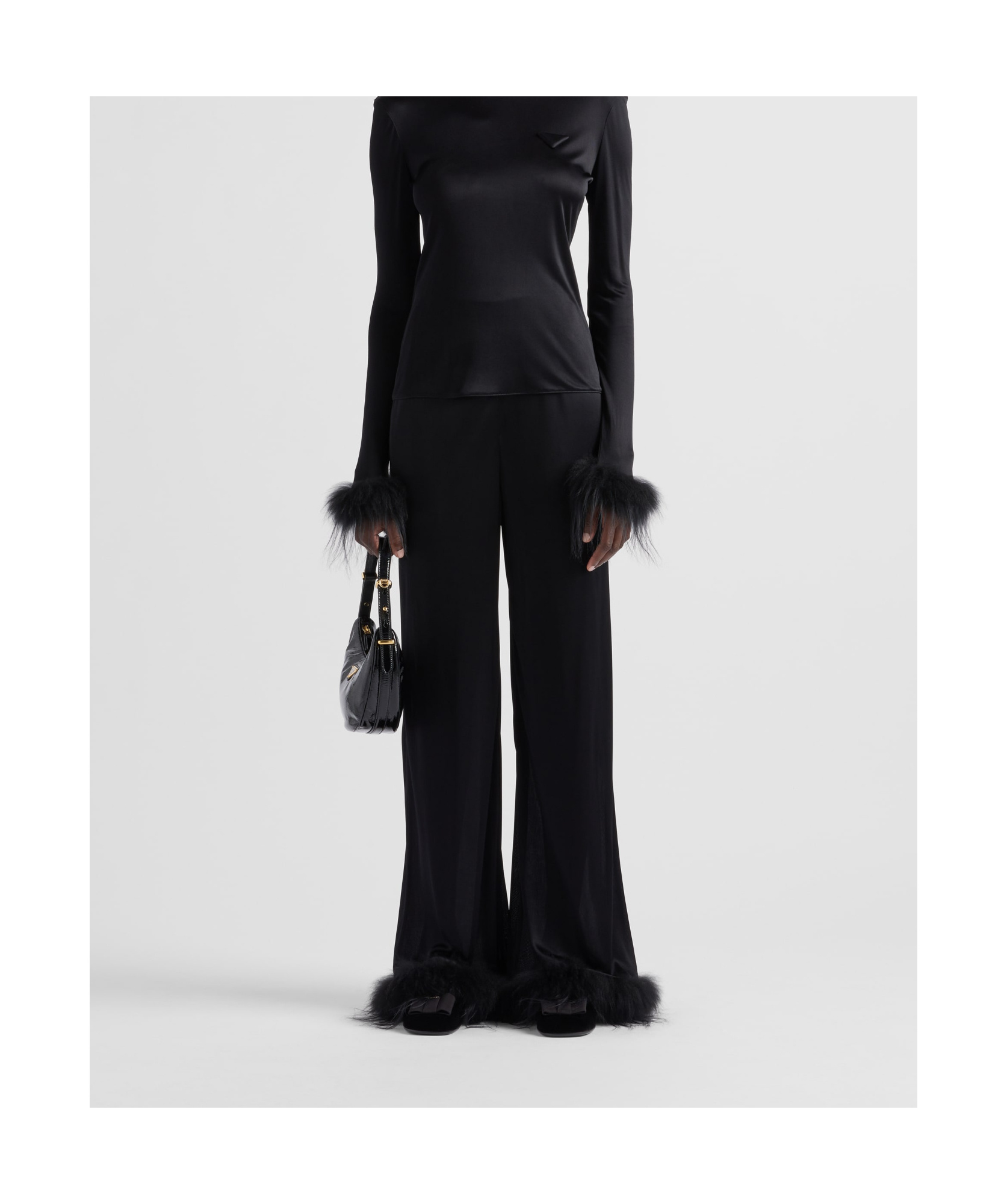 PRADA PRADA TRIANGLE LOGO WIDE-LEG TROUSERS