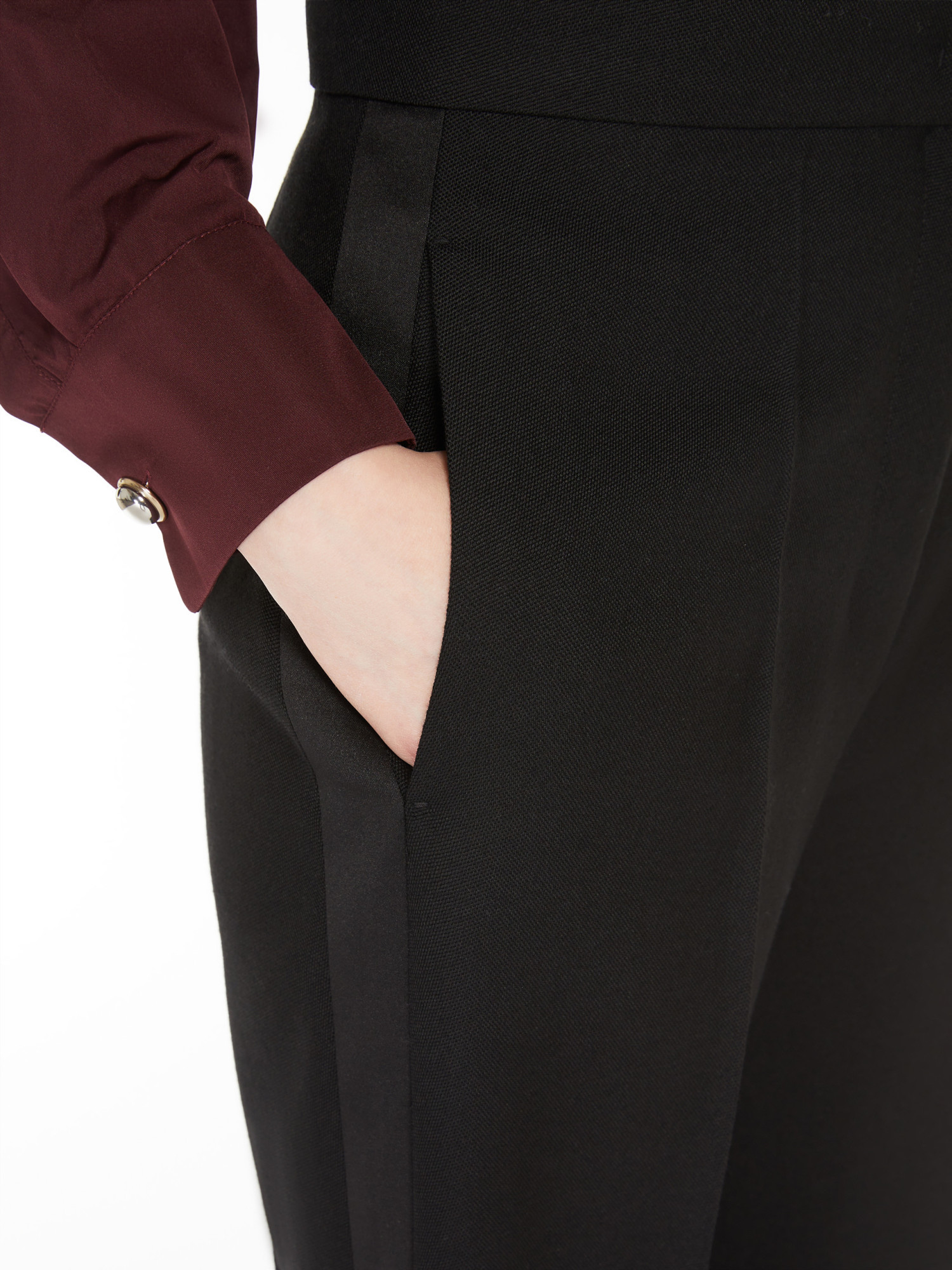 Shop Max Mara Pianoforte Pleated Straight Leg Trousers In Black