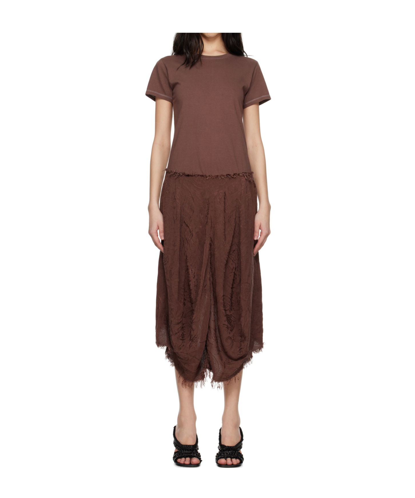 Edward Cuming Brown Droopy Tree Trunk Midi Dress In Brown