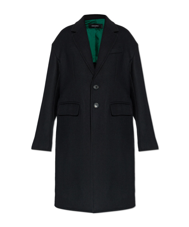 Dsquared2 Double Breasted Wool Blend Coat In Black