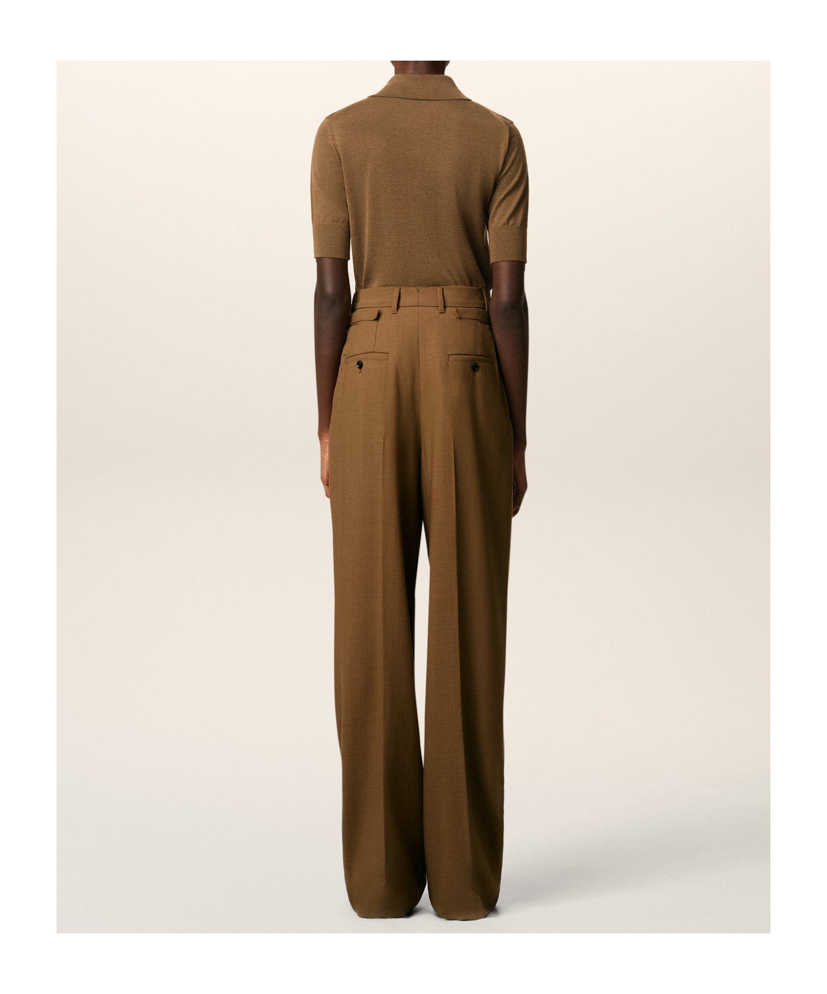 Ami Alexandre Mattiussi Brown Wool High Waist Tabs Wide Trousers Brown In Brown