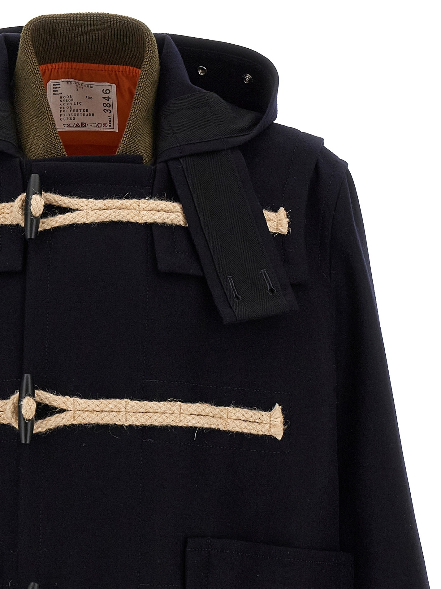 Sacai Hooded Toggle-fastening Coat In Blue
