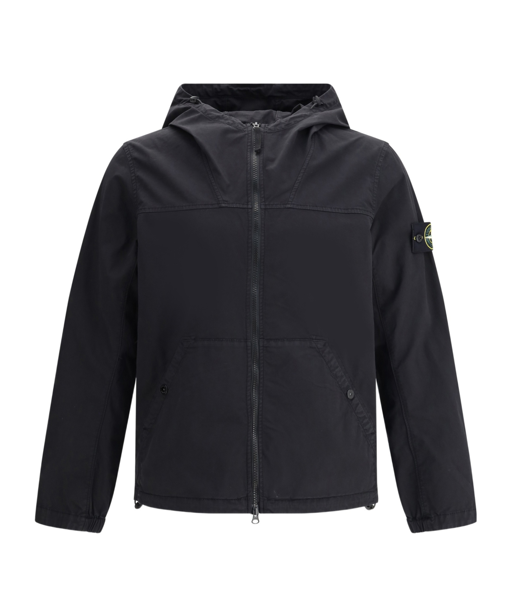 Stone Island Compass-patch Hooded Jacket In Black