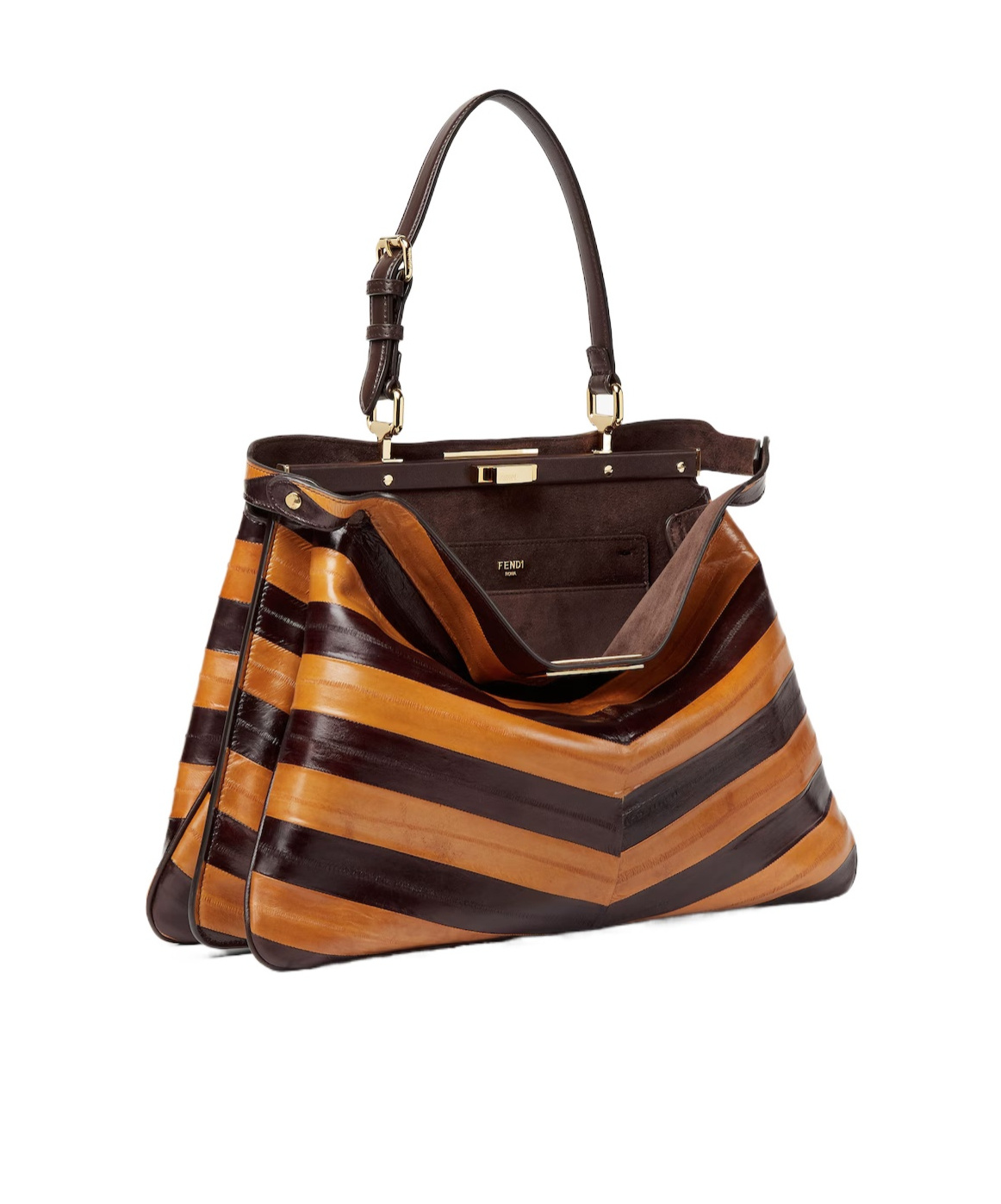 Fendi Peekaboo Soft Large Two-tone Inlaid Hagfish Leather Bag