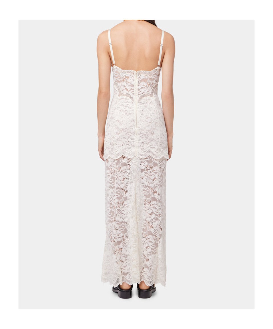 Rabanne Ivory White Long Dress With Lace-effect In White