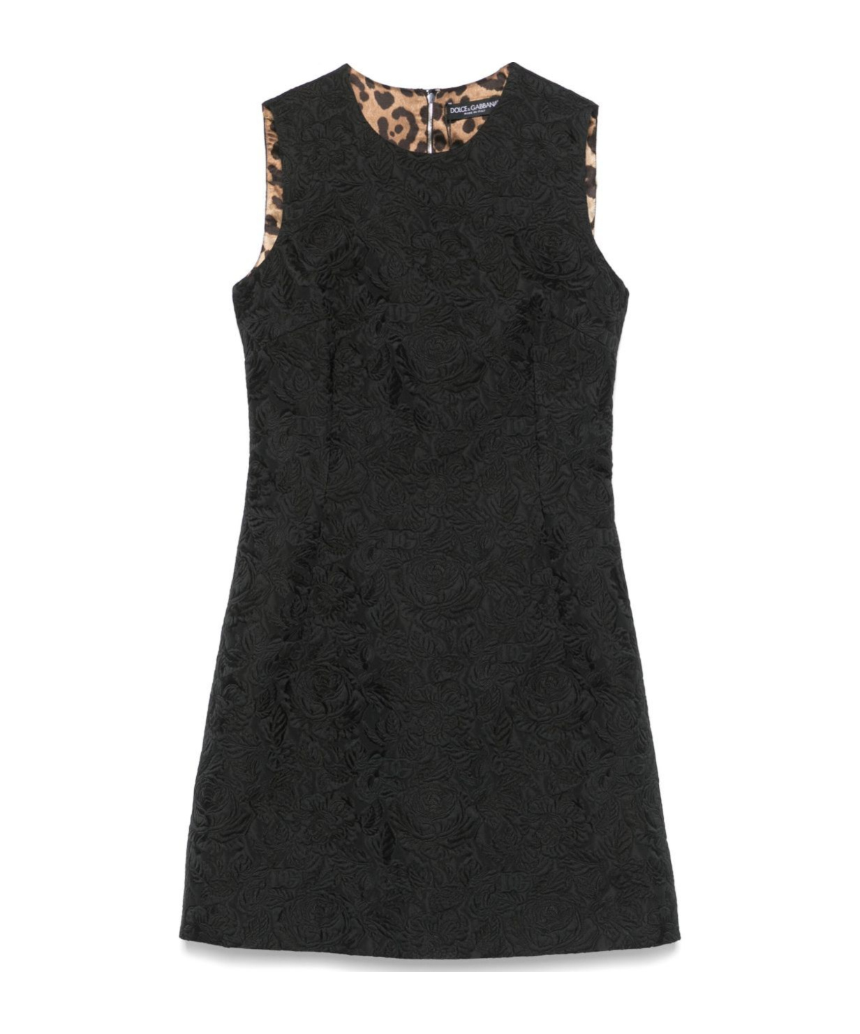Dolce & Gabbana Floral-jacquard Mini Dress In Black