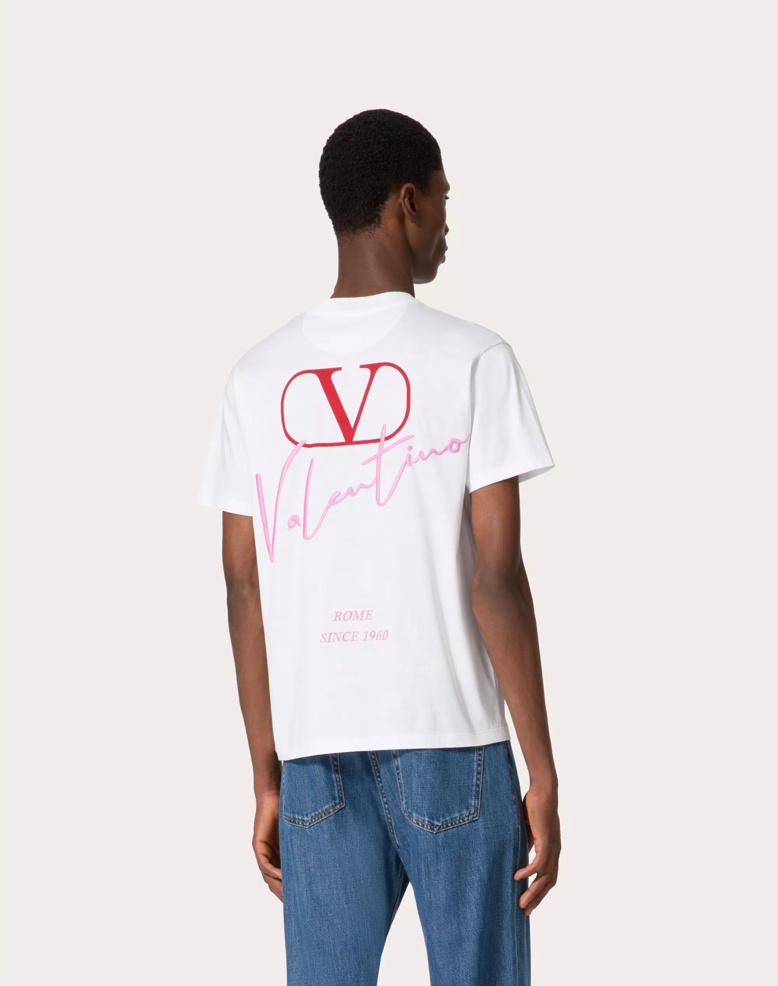Valentino Crewneck Embroidered Graphic T-shirt In White