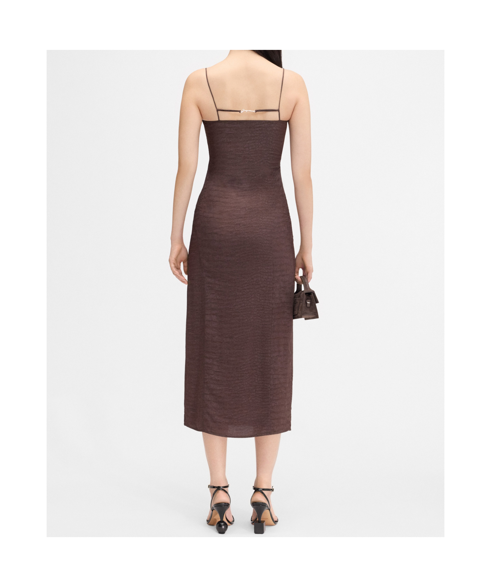 Jacquemus Womens Croco Brown La Robe Notte Croc-pattern Woven Midi Dress In Brown