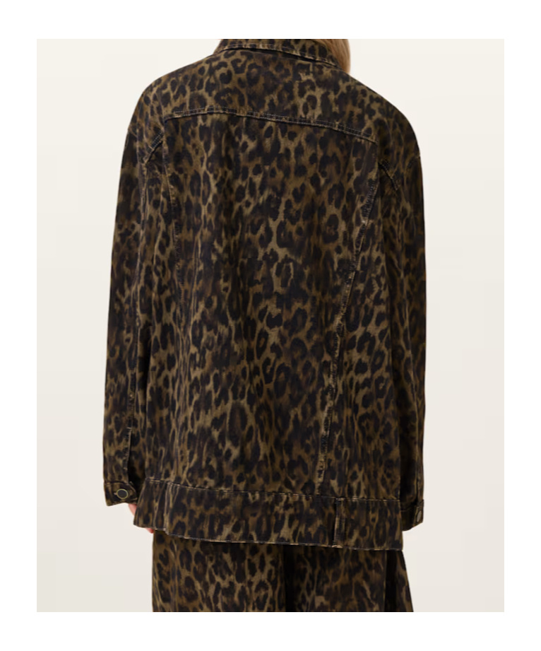 Allsaints Willow Leopard Print Denim Jacket In Animal Print