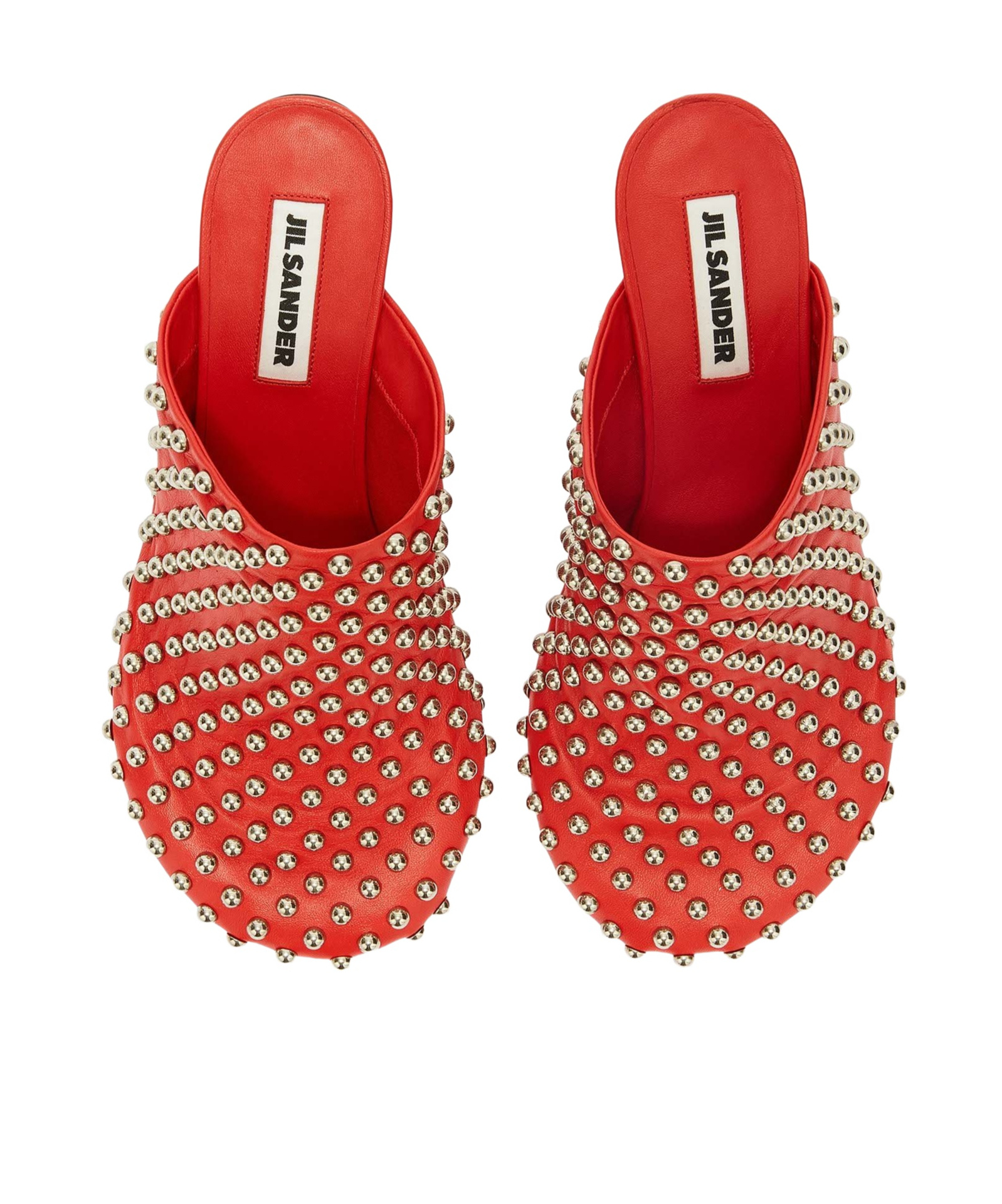 Shop Jil Sander Studded Mules In Red