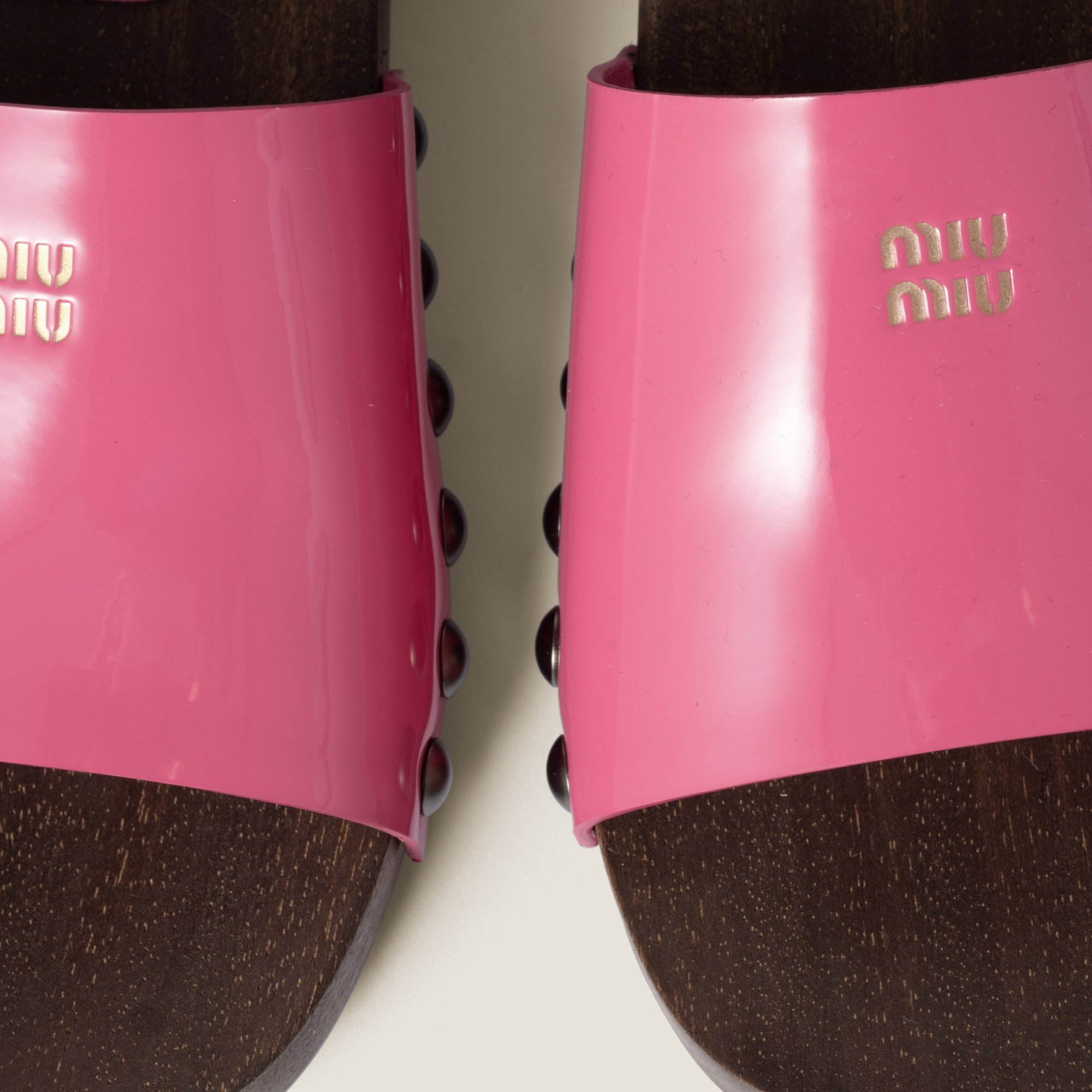 Shop Miu Miu Patent Leather Clogs In Begonia Pink