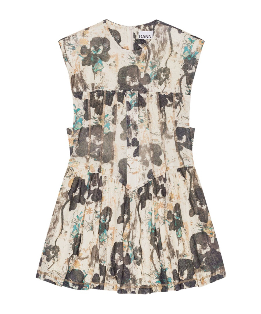 Ganni Marl Mesh Corset Mini Dress In Afterglow