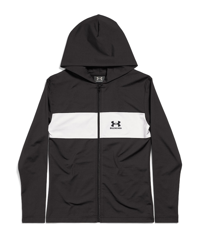 BALENCIAGA MEN'S UNDER ARMOUR SWEATSUIT HOODIE IN BLACK/WHITE