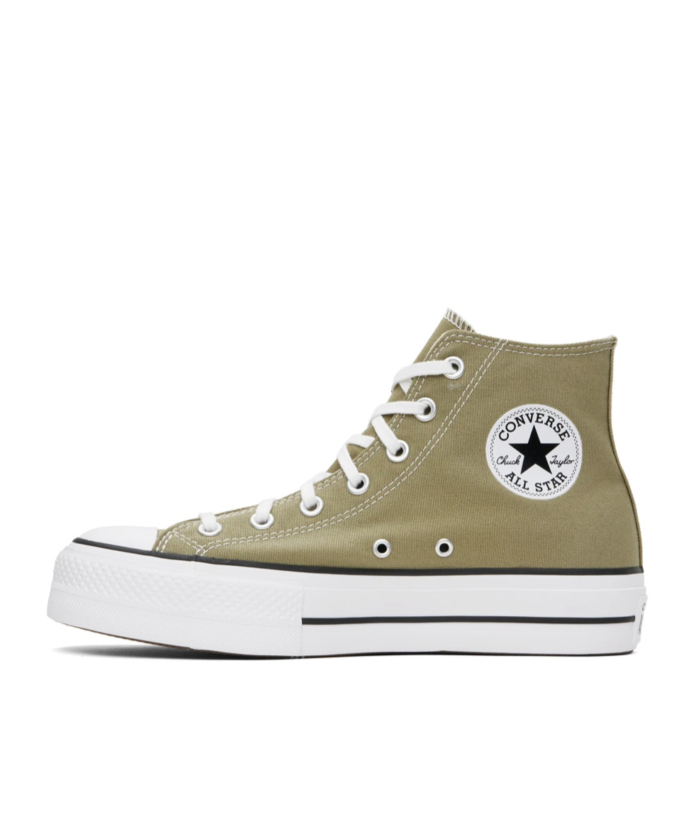 Converse Khaki Chuck Taylor All Star Lift Platform Sneakers In White