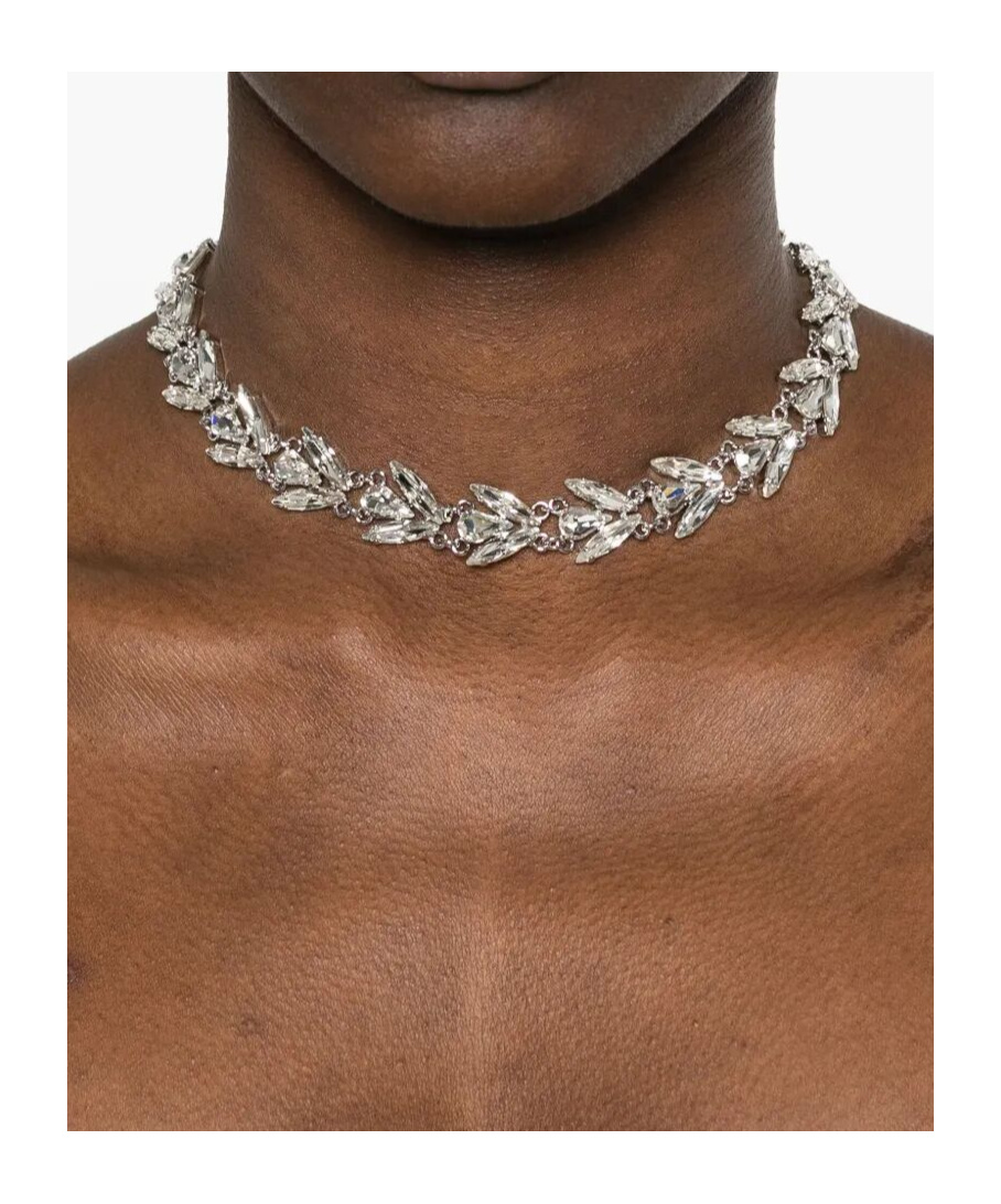Simone Rocha Adjustable Leaf Motif Crystal Necklace In Metallic