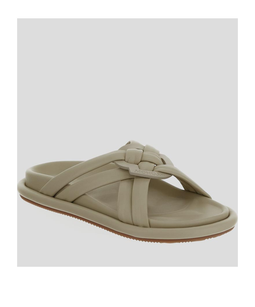 MONCLER BELL SOFT LEATHER SLIDERS