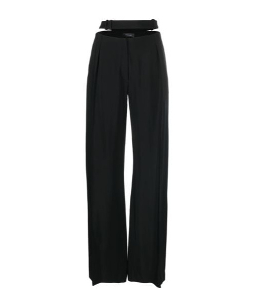 Mugler Cut-out Wide-leg Tailored Trousers In Black