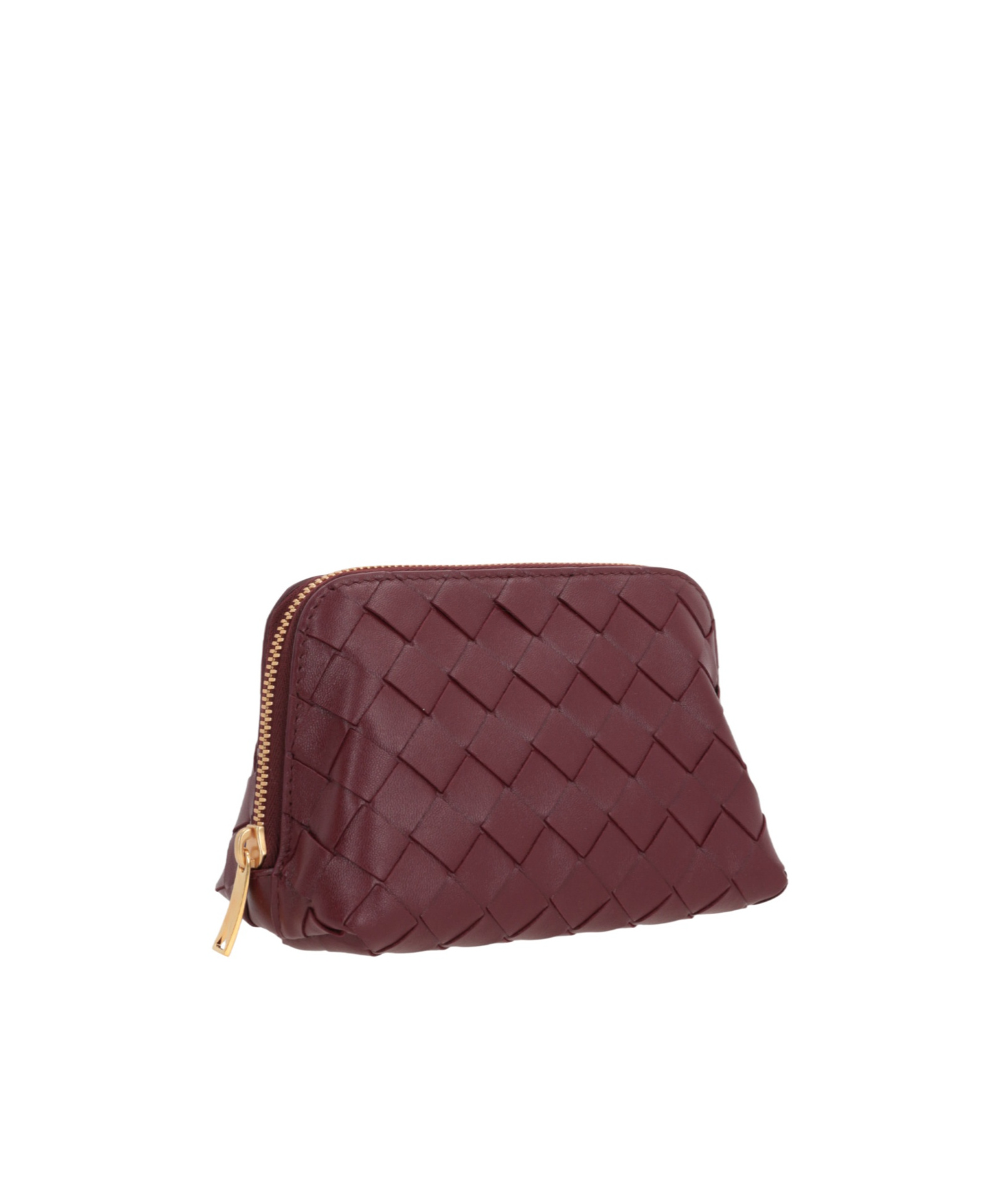 Bottega Veneta Beauty Pouch Intrecciato Leather Make-up Bag In Red