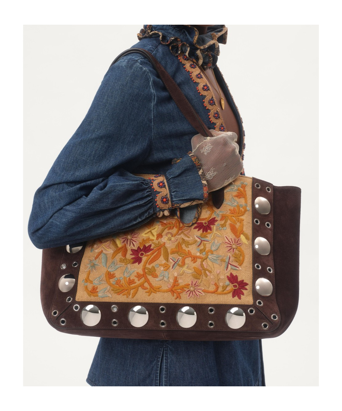 Valentino Suede Nellcote Tote Bag In Multi-color