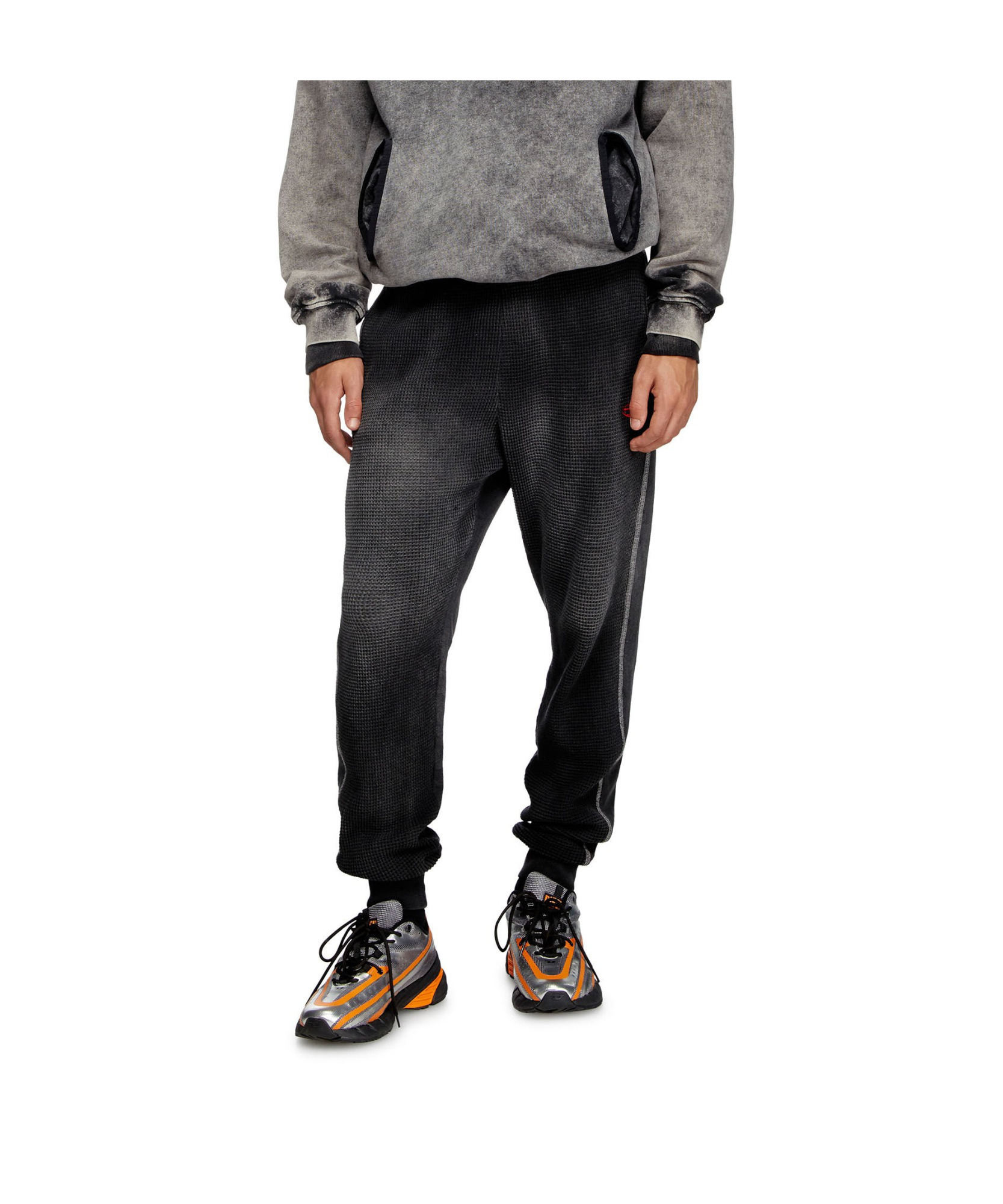 Diesel Elastic Waist Track Pants In Black