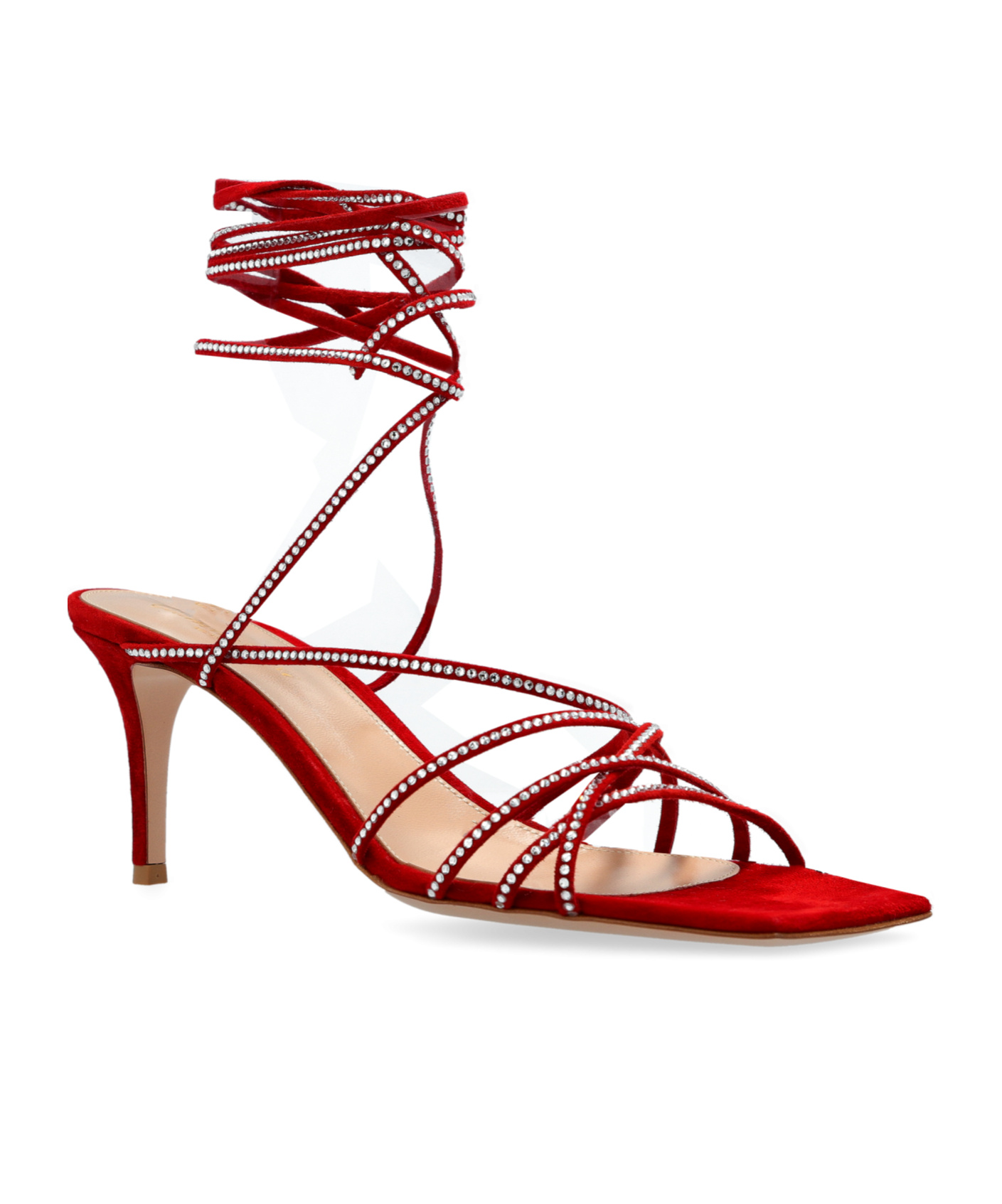 Gianvito Rossi 70 Crystal-embellished Suede Sandals In Red