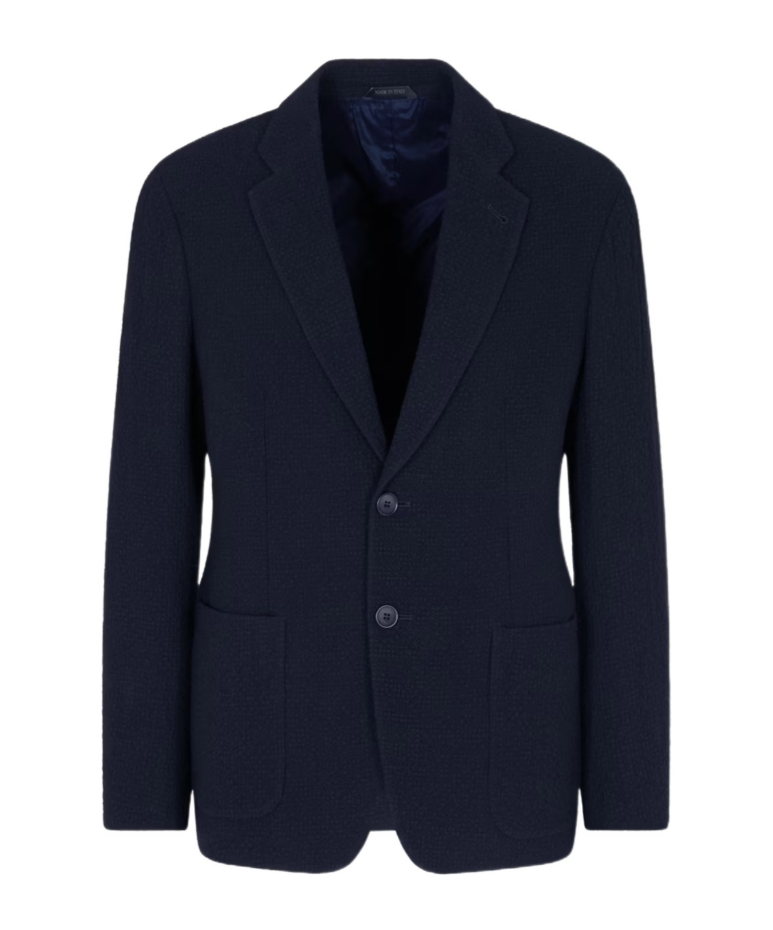 Giorgio Armani Single-breasted Jacket In Stretch Wool Seersucker In Blue