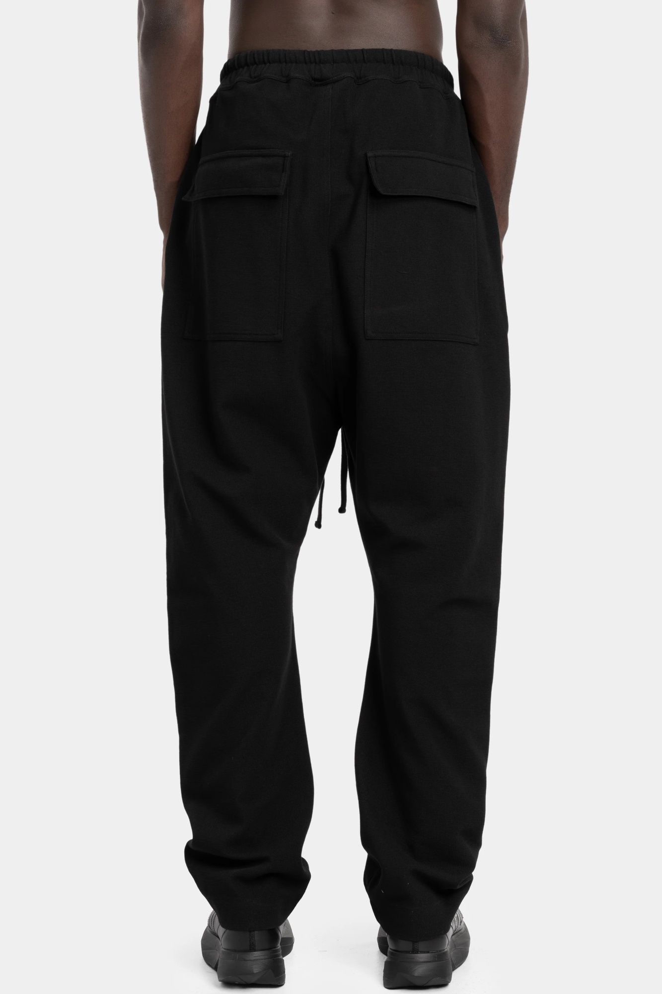 Thom Krom Drop Crotch Drawstring Pants In Black