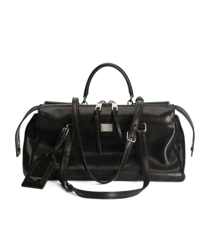Dolce & Gabbana Vittoria Calfskin Leather Bag In Black
