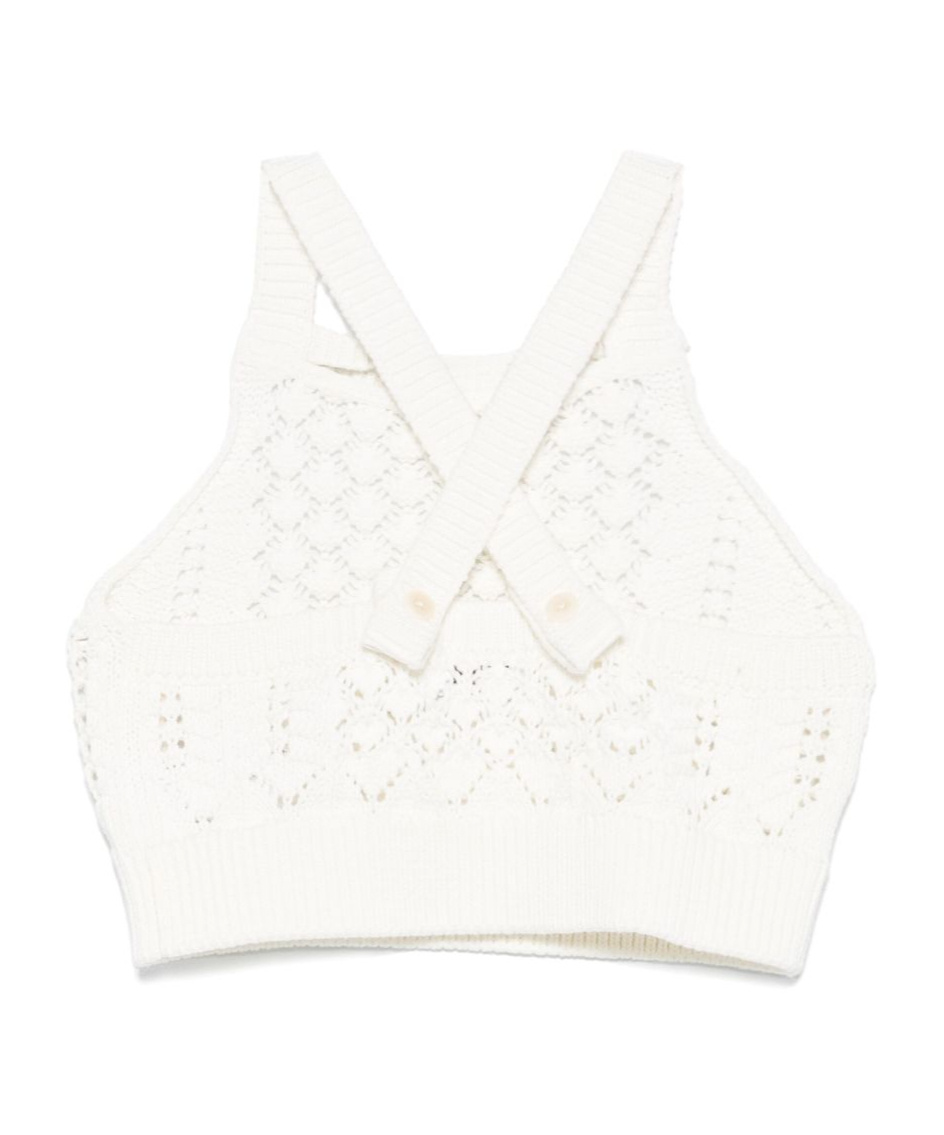 Il Gufo Cotton Crochet Top In White