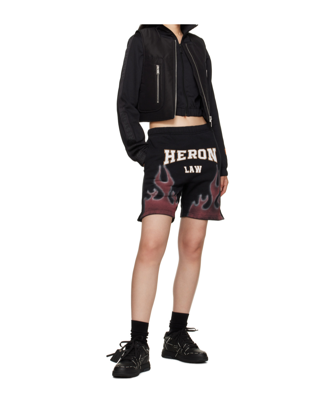 Heron Preston Zipper Vest Style Cotton Jacket In Black