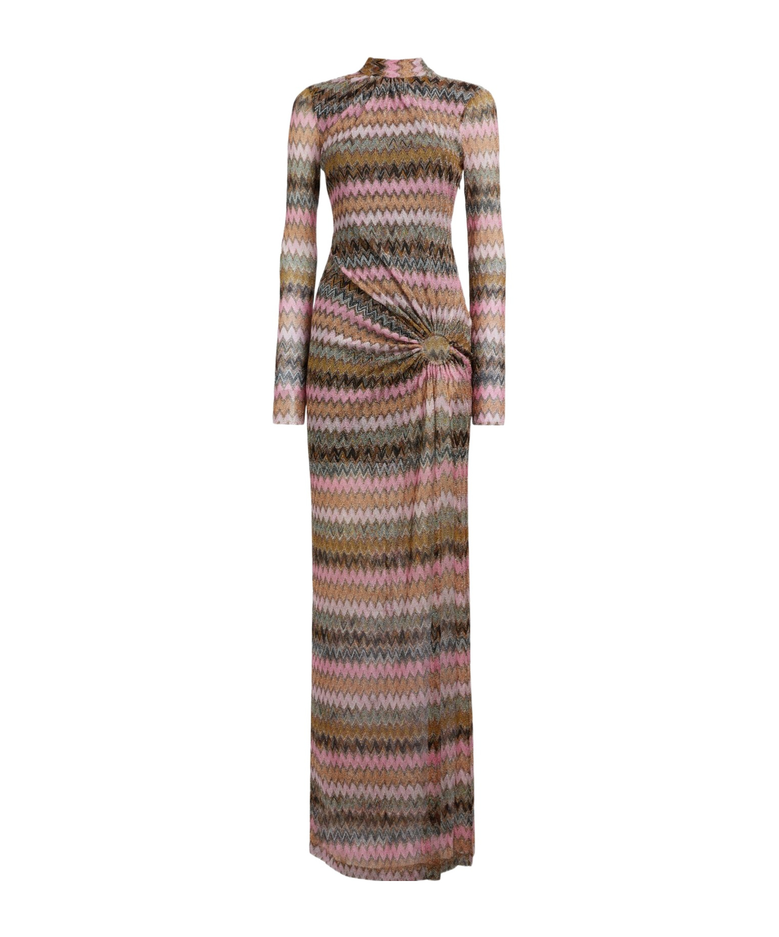 Shop Missoni Long Sleeve Dress In Brown