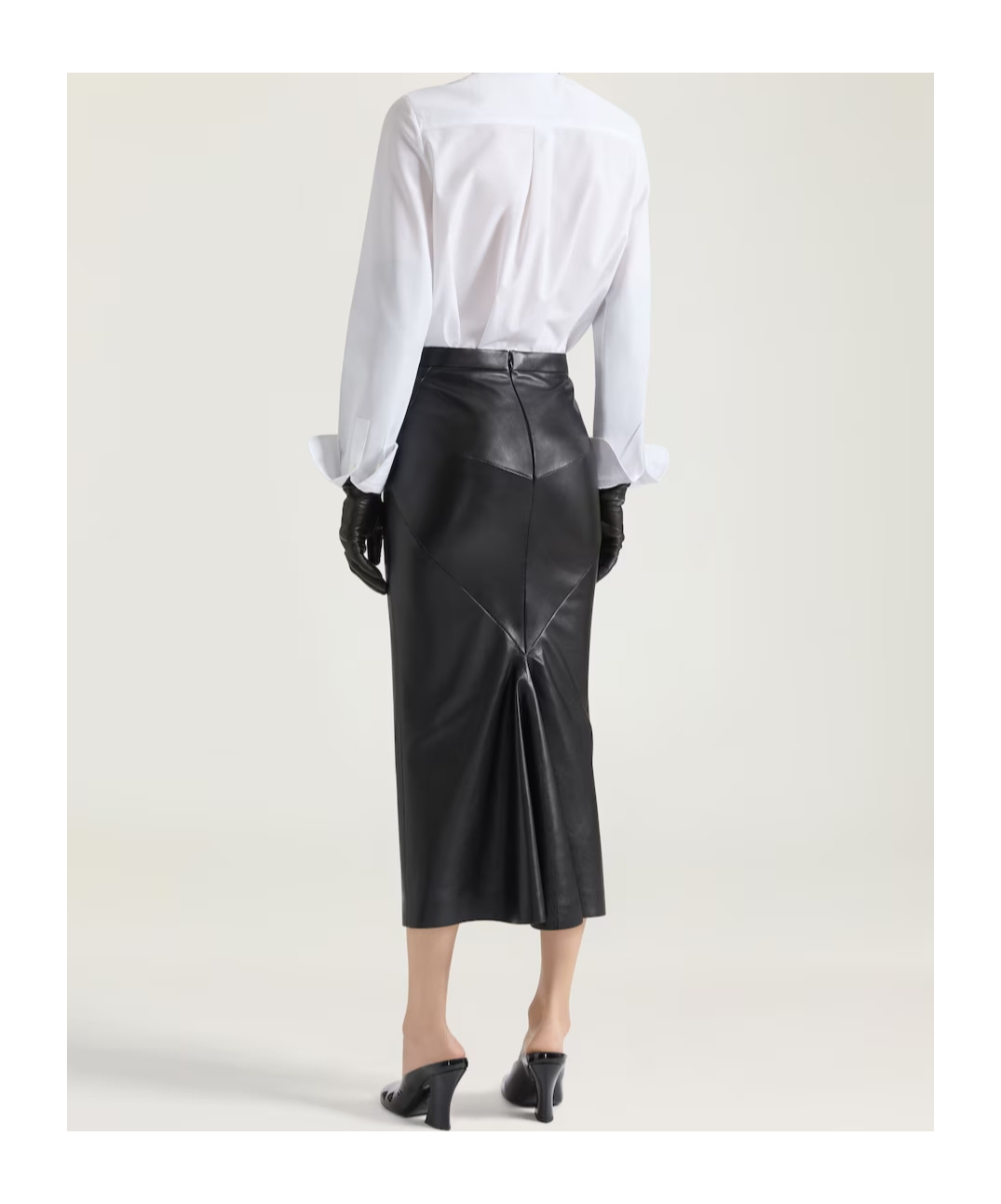 Givenchy Mid-length Skirt In Nappa Leather With Pleated Back In Black