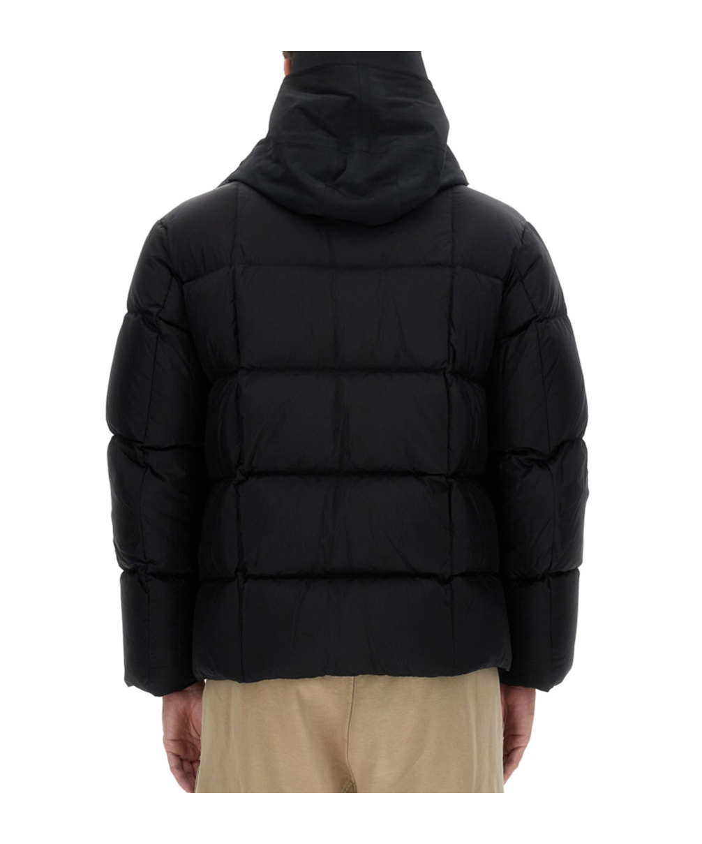 Ten C Hooded Padded Quilted Jacket Pockets In Black