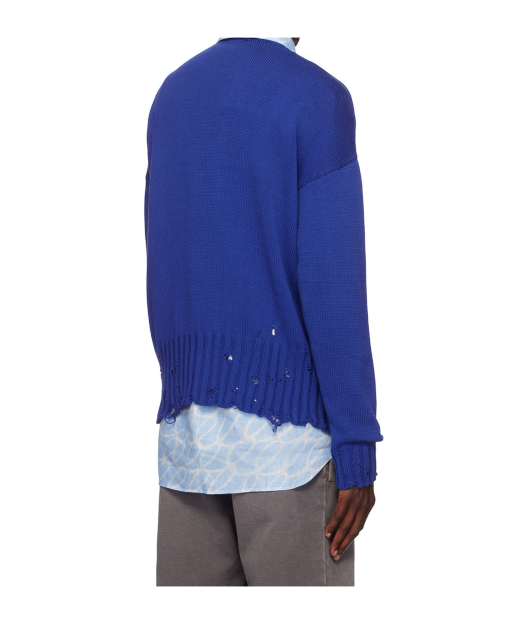 Marni Blue Twisted Crewneck Sweater In Blue