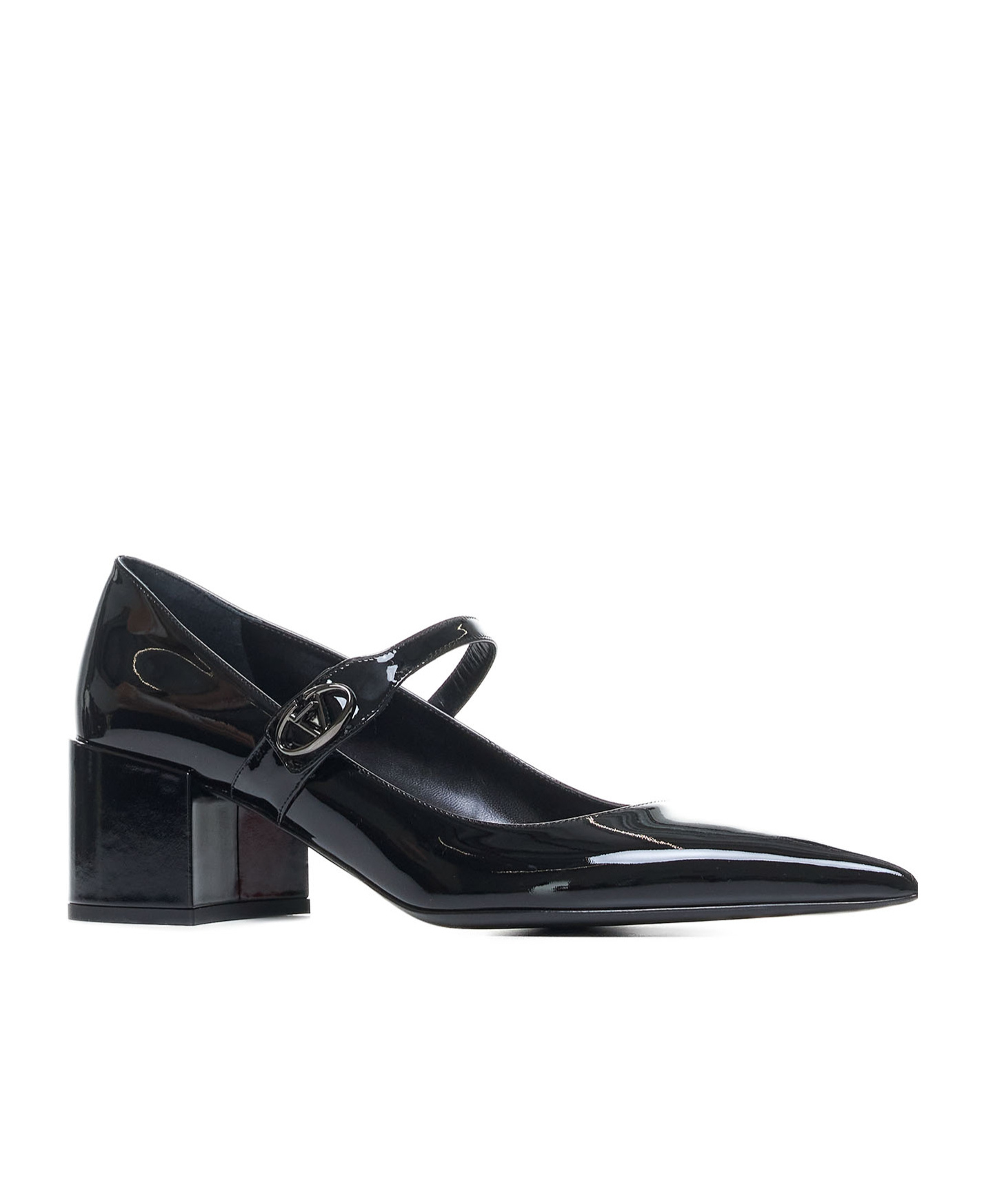 Shop Valentino 50mm Vlogo Locker Mary-jane Pumps In Black