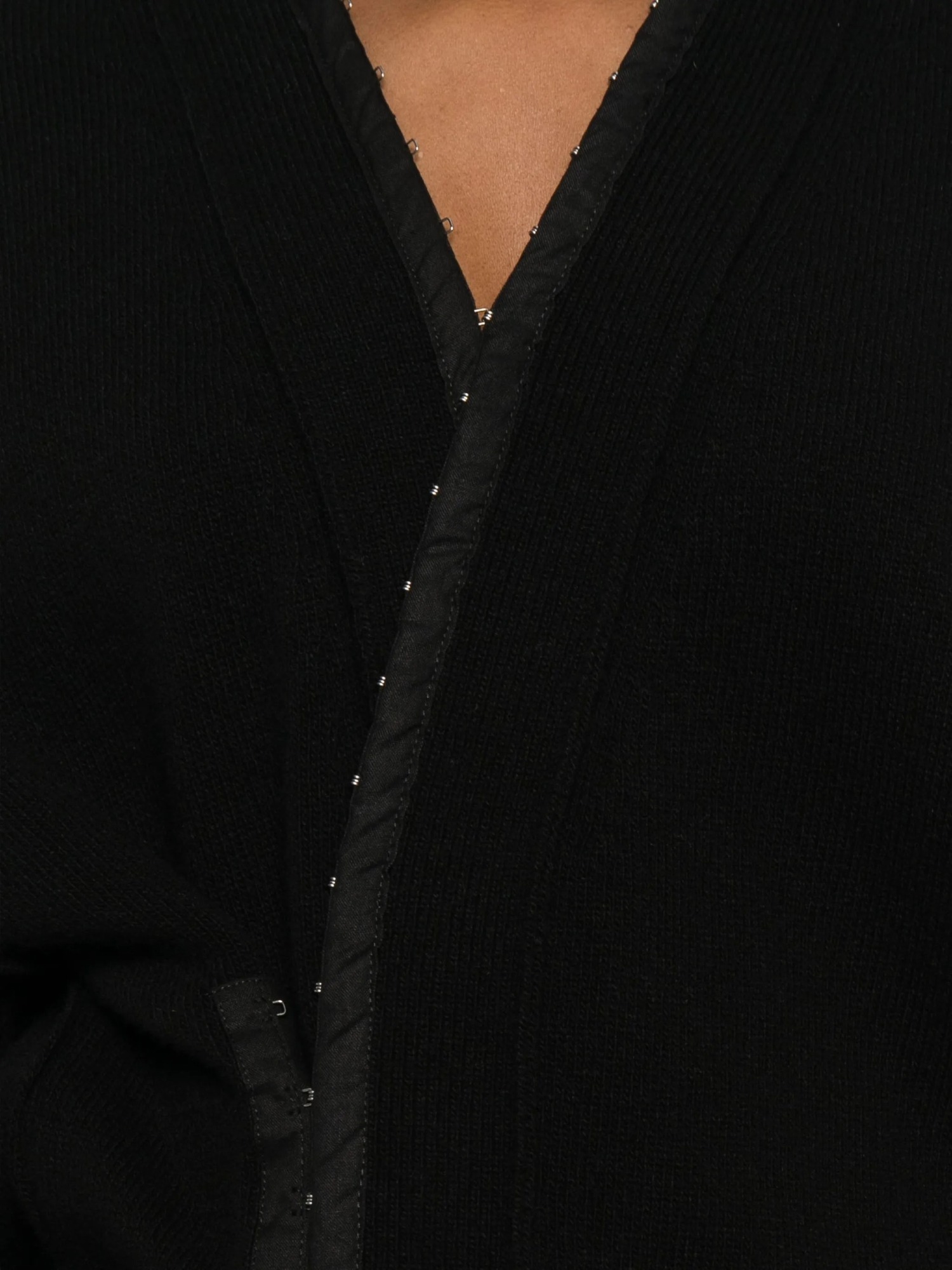 Federico Cina Corset-inspired Distressed Cardigan With Vintage Vibe In Black