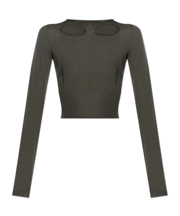 Rick Owens Cut-out Long-sleeve Top In Brown
