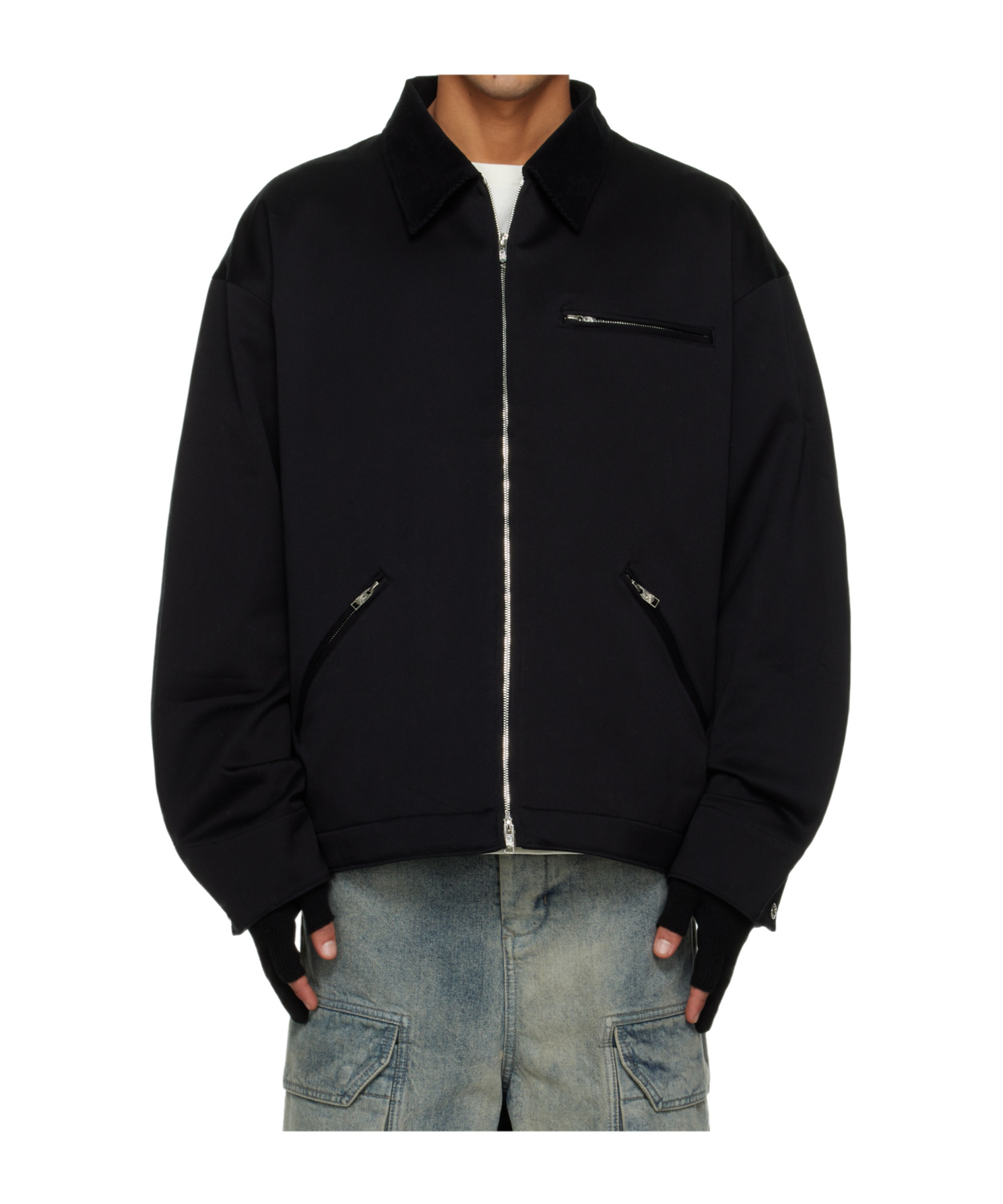 Mastermind Japan Waterproof Cotton Satin Casual Jacket In Black