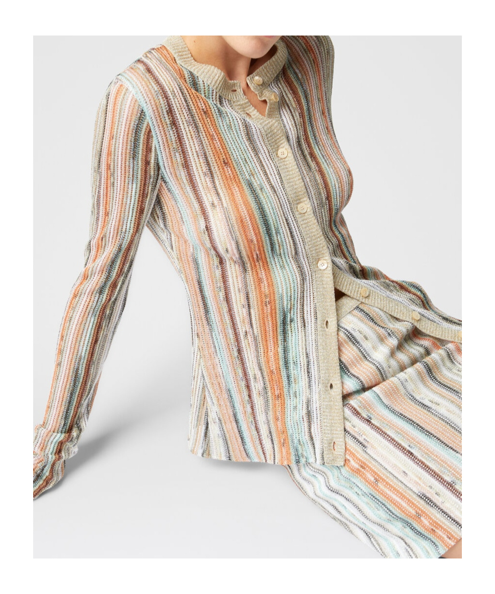 Missoni Striped Cardigan In Nude