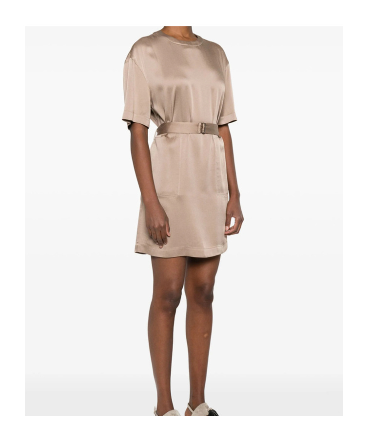 Brunello Cucinelli Belted Mini Dress In Brown