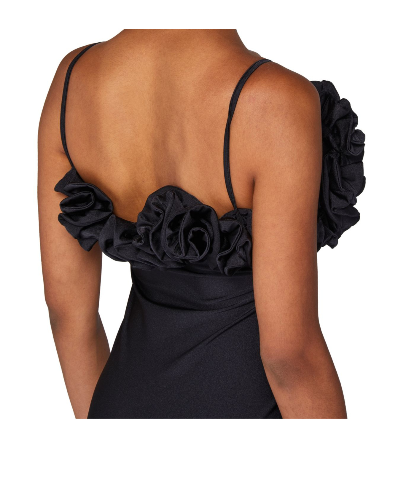 Coperni Zip Ruffle Off-the-shoulder Satin Midi Slip Dress
